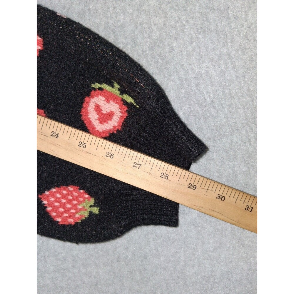 Cider Ballon Sleeve Button Up Cardigan Womens 1XL Black Strawberry Fruit Preppy - Picture 10 of 13
